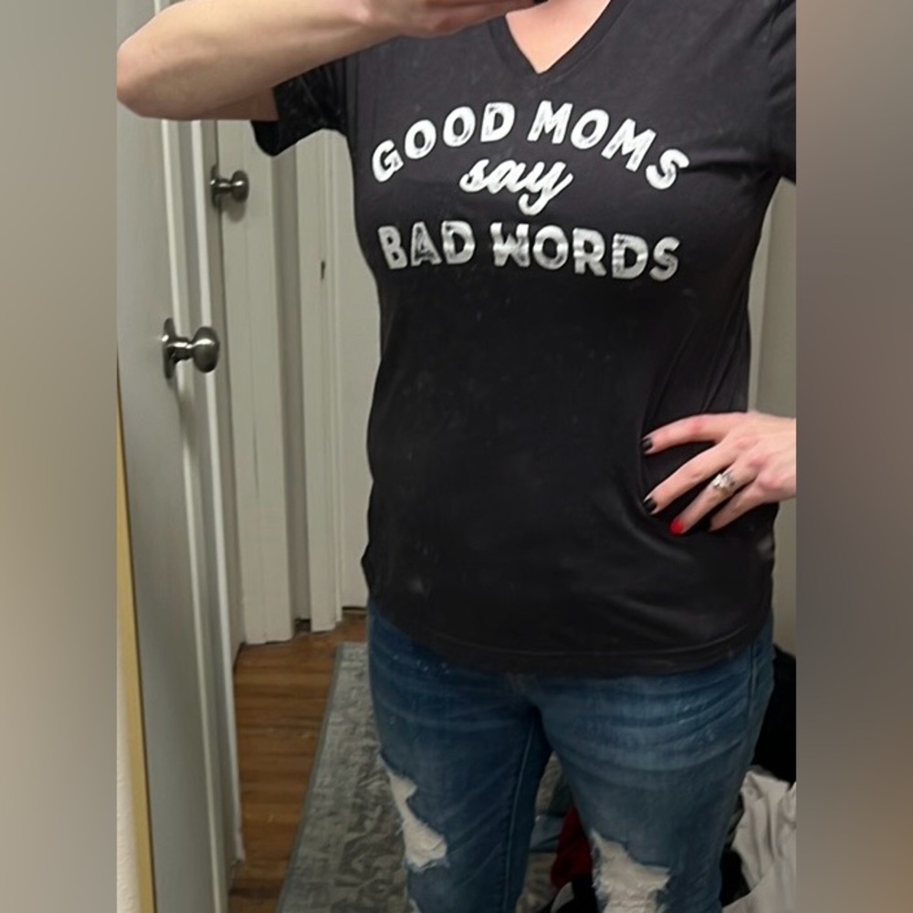 Black/Charcoal Graphic Tee with White Text